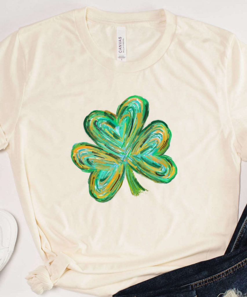 Green Clover St. Patrick'S Day T-Shirt, Lucky Clover Shirt, Four Leaf Clover Tee, Shamrock Tshirt, Luck Of Irish Shirt 7