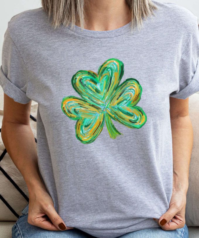 Green Clover St. Patrick'S Day T-Shirt, Lucky Clover Shirt, Four Leaf Clover Tee, Shamrock Tshirt, Luck Of Irish Shirt 3