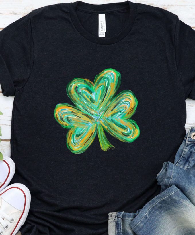 Green Clover St. Patrick'S Day T-Shirt, Lucky Clover Shirt, Four Leaf Clover Tee, Shamrock Tshirt, Luck Of Irish Shirt 4