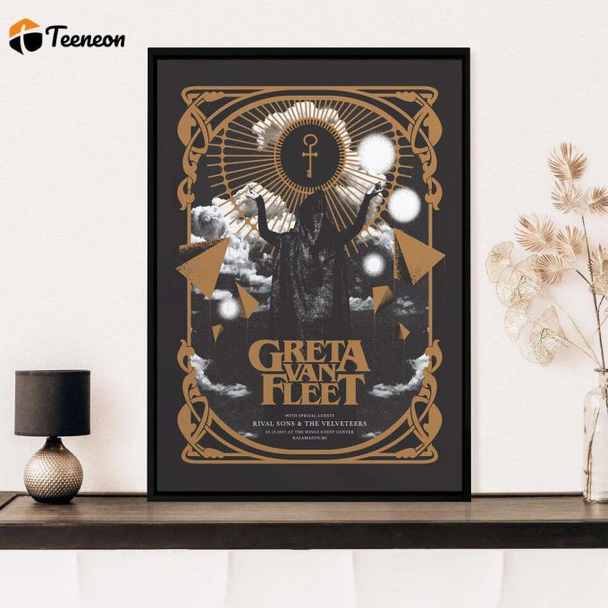 Greta Vans Fleet Dreams In Gold 2022 Poster For Home Decor Gift , Greta Van Fleet 2022 Poster For Home Decor Gift 1