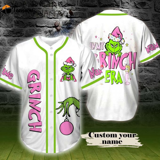 Grinch And Cindy Lou Christmas Custom Name Baseball Jersey Gift For Men And Women 1