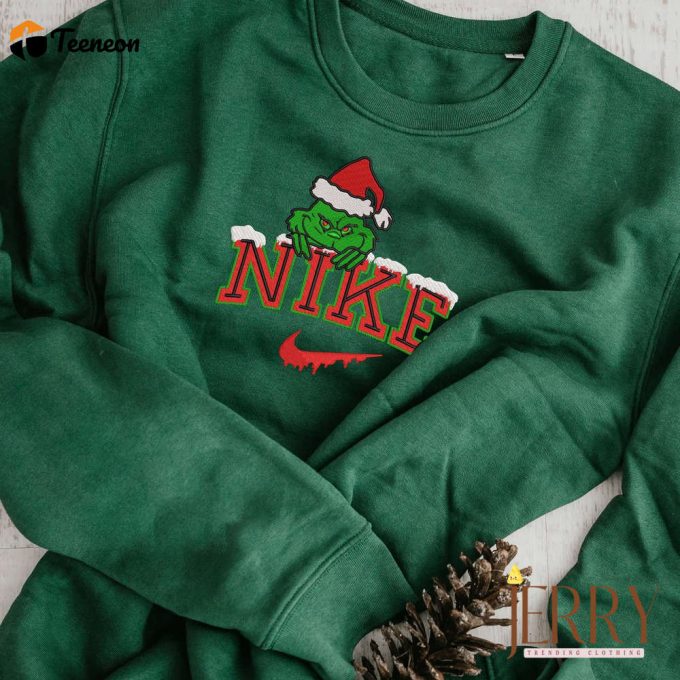 Grinch Christmas Nike Embroidered Sweatshirt, Grinch Shirt 1