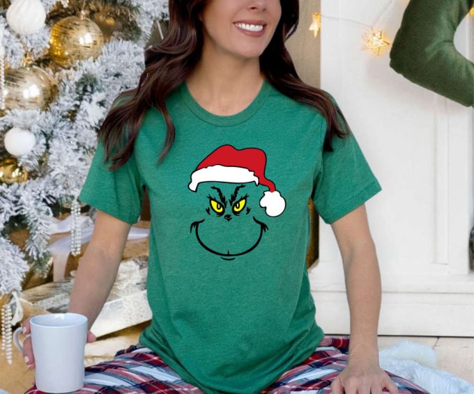 Grinch Face Tshirt, Retro Grinch Shirt, Grinch Christmas Shirt For Women, Merry Grinchmas Tee, Cute Grinch T-Shirt For Girls 3