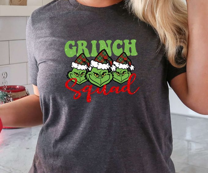 Grinch Squad Tshirt, Unisex Grinch Christmas Shirt, Merry Grinchmas Tee, Matching Grinch T-Shirts For Family, Christmas Gift For Friends 3