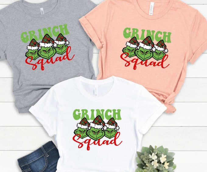 Grinch Squad Tshirt, Unisex Grinch Christmas Shirt, Merry Grinchmas Tee, Matching Grinch T-Shirts For Family, Christmas Gift For Friends 4