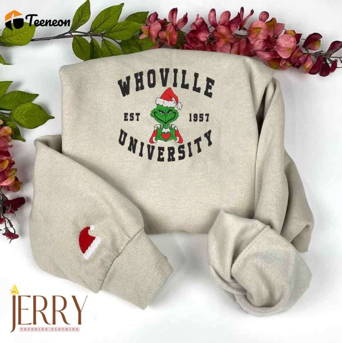 Grinch University Whoville Christmas Embroidered Sweatshirt 1