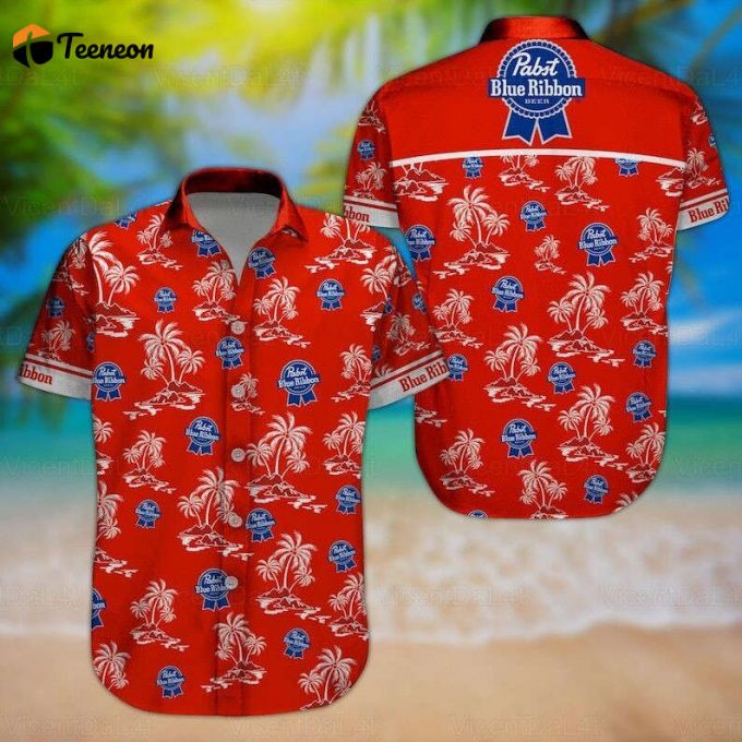 H Pabst Blue Ribbon Red Ala Hawaiian Shirt Gift For Men And Women 1