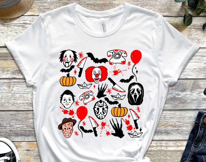 Halloween Doodles, Vintage Halloween Shirt, Fall Apparel, Witchy Clothing ,Witchy Clothes, Fall T-Shirt, Halloween Vintage Tshirt 2