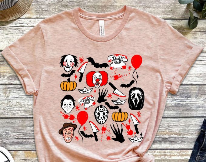 Halloween Doodles, Vintage Halloween Shirt, Fall Apparel, Witchy Clothing ,Witchy Clothes, Fall T-Shirt, Halloween Vintage Tshirt 4