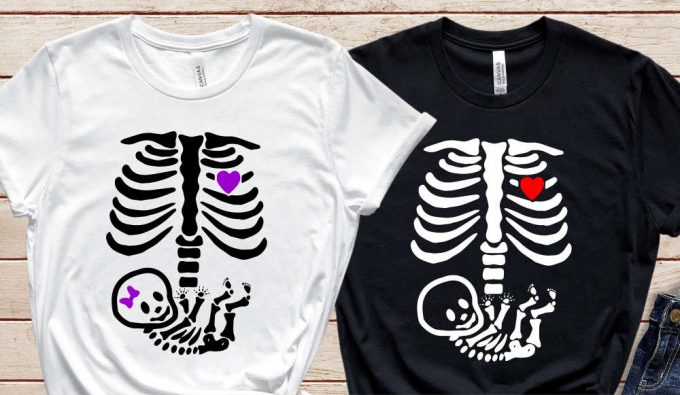 Halloween Pregnancy Shirt, Skeleton Baby Shirt, Pregnancy Announcement Shirt, Skeleton Rib Cage Shirt, Cute Halloween Shirt, Gift For Her 2