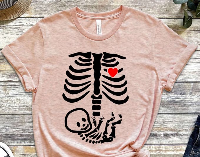 Halloween Pregnancy Shirt, Skeleton Baby Shirt, Pregnancy Announcement Shirt, Skeleton Rib Cage Shirt, Cute Halloween Shirt, Gift For Her 4