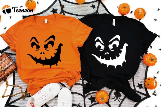 Halloween Pumpkin Face Shirt, Scary Face T-Shirt, Halloween Gifts, Family Halloween Shirts, Hallowen Party Costumes, Halloween Costume Women 1