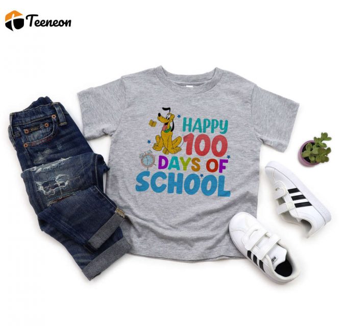 Happy 100 Days Of School Shirt, Disney Shirt, Cartoon Characters Shirt, Student Shirt, Mickey Shirt, Pluto Shirt, Goofy Shirt, Daisy Duck 1