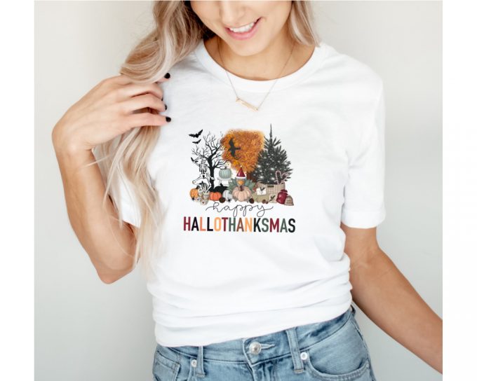 Happy Hallothanksmas Shirt, Halloween Shirt, Thanksgiving Shirt, Christmas Shirt, Fall Shirt, Holiday Season Shirt, Autumn Shirt,Pumpkin Tee 3