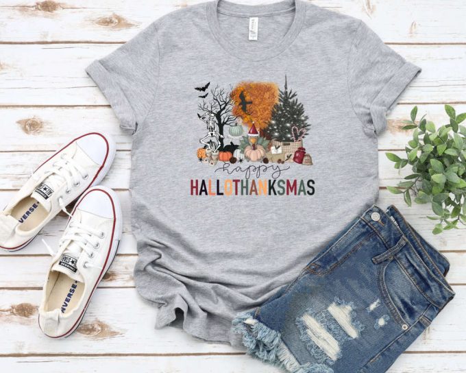 Happy Hallothanksmas Shirt, Halloween Shirt, Thanksgiving Shirt, Christmas Shirt, Fall Shirt, Holiday Season Shirt, Autumn Shirt,Pumpkin Tee 4