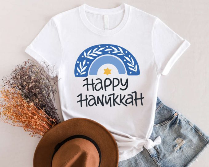 Happy Hanukkah Shirt: Love &Amp; Light Menorah Design For Festive Jewish Celebration 5