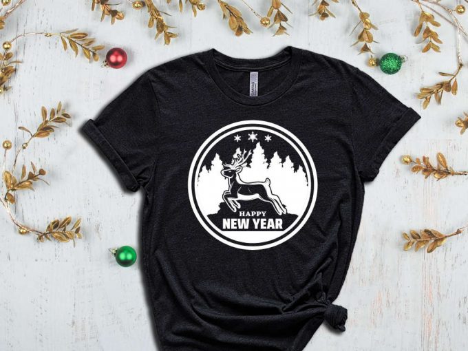 Happy New Year T-Shirt, Christmas Reindeer Shirt, Christmas Trees Graphic Tees, Xmas Apparel, Christmas Shirts, Merry Xmas, Christmas Spirit 2