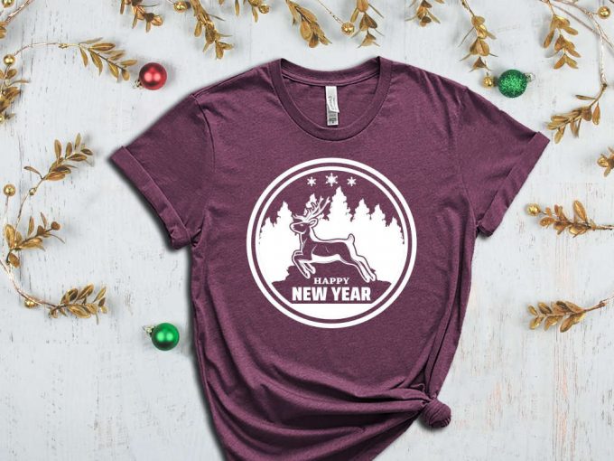 Happy New Year T-Shirt, Christmas Reindeer Shirt, Christmas Trees Graphic Tees, Xmas Apparel, Christmas Shirts, Merry Xmas, Christmas Spirit 3