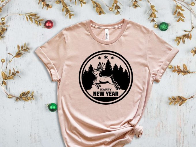 Happy New Year T-Shirt, Christmas Reindeer Shirt, Christmas Trees Graphic Tees, Xmas Apparel, Christmas Shirts, Merry Xmas, Christmas Spirit 5