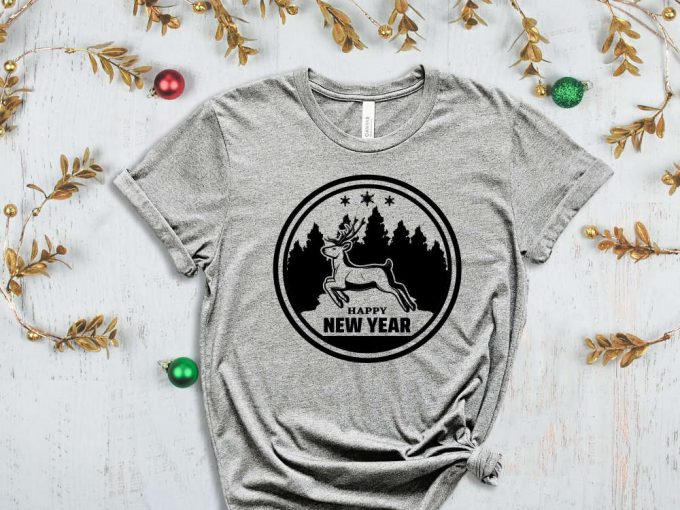 Happy New Year T-Shirt, Christmas Reindeer Shirt, Christmas Trees Graphic Tees, Xmas Apparel, Christmas Shirts, Merry Xmas, Christmas Spirit 6