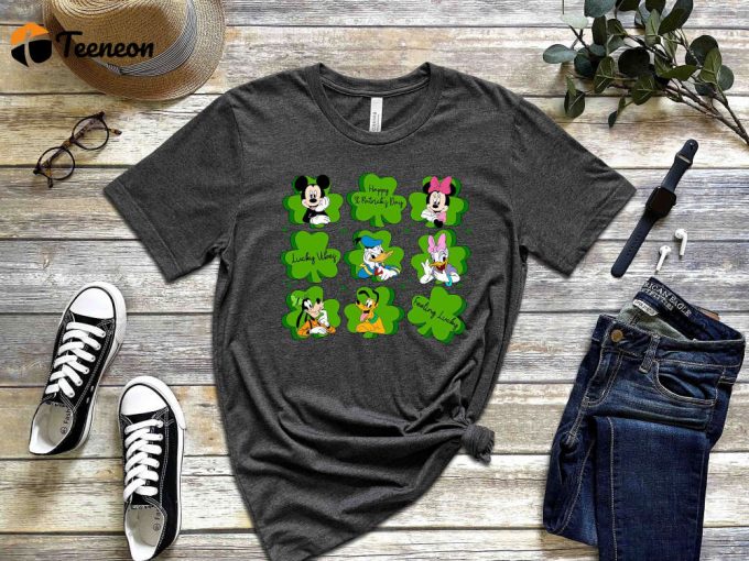 Happy St Patrick'S Day T-Shirt, Lucky Vibes Shirt, Mickey Mouse Shirt, Donald Duck Shirt, Feeling Lucky, Disney Irish Shirt, Daisy Duck Tee 1