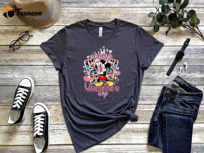 Spread Love With Happy Valentines Day Shirt Disney Mickey Mouse Be My Valentine Retro Cartoon Vintage Vibes Tee &Amp;Amp; More Disney Couple Shirts 1