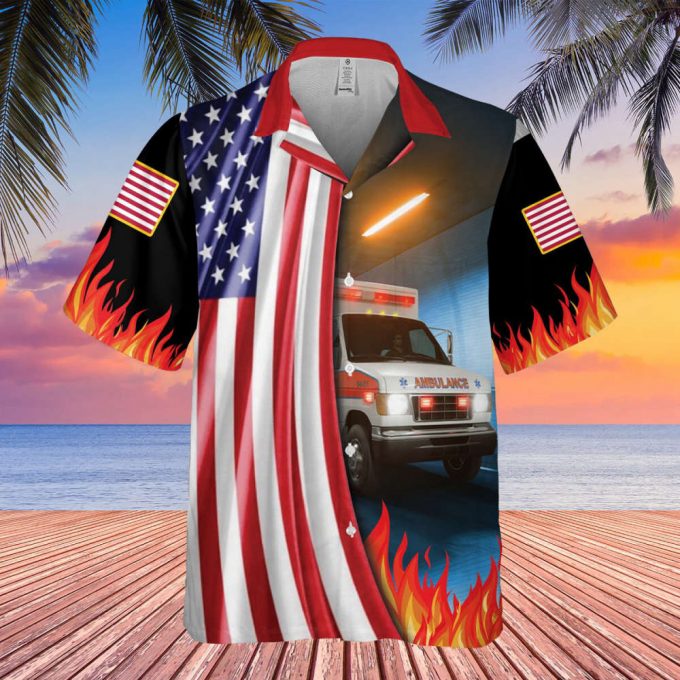 Hawaiian Emt Shirt, American Flag Shirt, Beach Holiday Hawaii Shirt, Summer Vacation Aloha Shirt, Shirt For Men/ Women, 4Th Of July Shirt 2