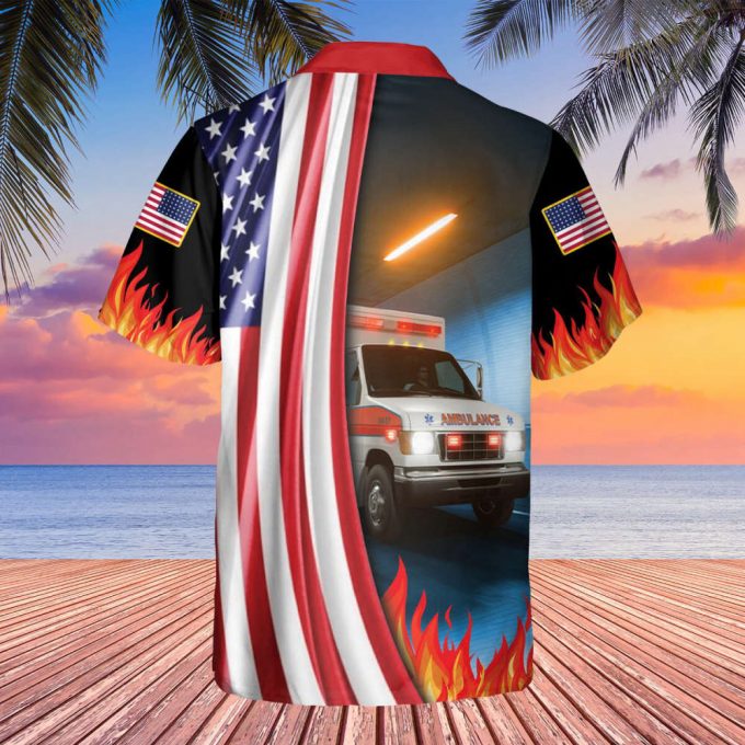 Hawaiian Emt Shirt, American Flag Shirt, Beach Holiday Hawaii Shirt, Summer Vacation Aloha Shirt, Shirt For Men/ Women, 4Th Of July Shirt 3