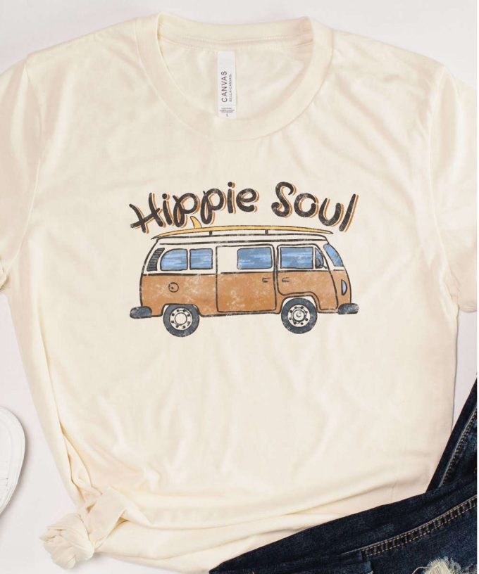 Hippie Soul Retro T-Shirt, Retro Women'S Shirt, Boho Tshirt For Her, Retro Van Graphic Printed Tee, Gift For Hippie Girl 2