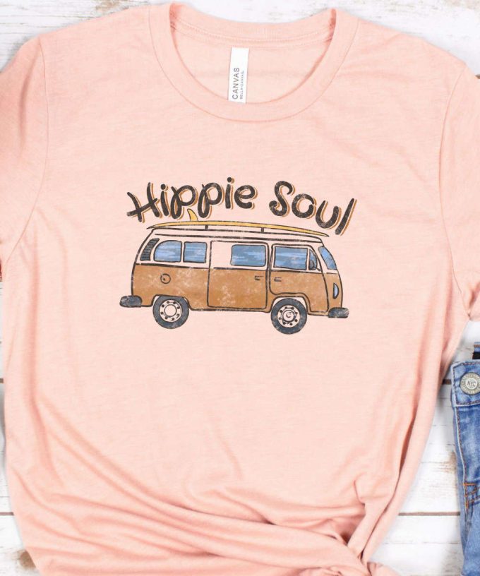 Hippie Soul Retro T-Shirt, Retro Women'S Shirt, Boho Tshirt For Her, Retro Van Graphic Printed Tee, Gift For Hippie Girl 3