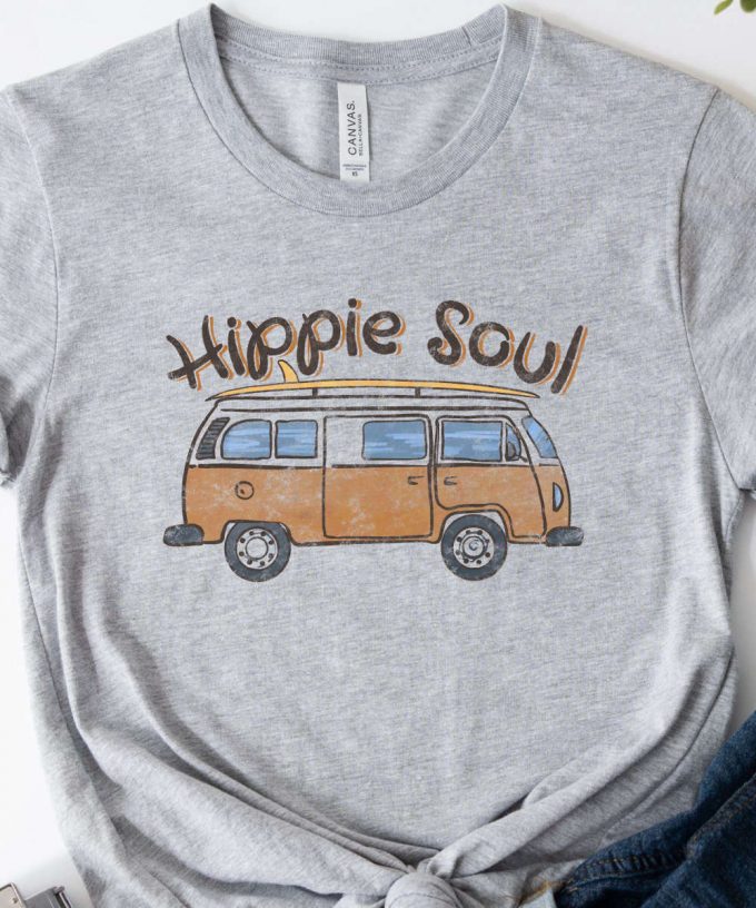 Hippie Soul Retro T-Shirt, Retro Women'S Shirt, Boho Tshirt For Her, Retro Van Graphic Printed Tee, Gift For Hippie Girl 4