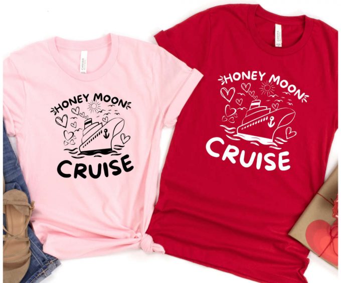 Honeymoon Cruise Shirt, Honeymoon Cruise Trip Tees, Couples Cruise Vacation T-Shirts, Husband Wife Honeymoon Cruise Tees 4