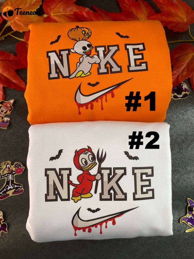 Huey Duck And Louie Duck Spooky Disney Nike Embroidered Sweatshirts 1