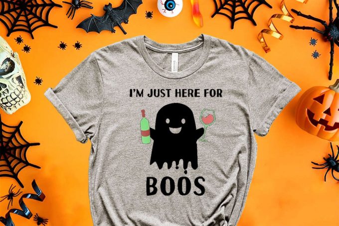 I Am Just Here For The Boss Shirt, Best Selling Boo Crew Shirt, Cute Halloween Teem Shirt, Funny Ghost Shirt, Spooky Vibes Party T Shirt 7