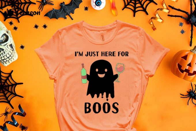 I Am Just Here For The Boss Shirt, Best Selling Boo Crew Shirt, Cute Halloween Teem Shirt, Funny Ghost Shirt, Spooky Vibes Party T Shirt 1