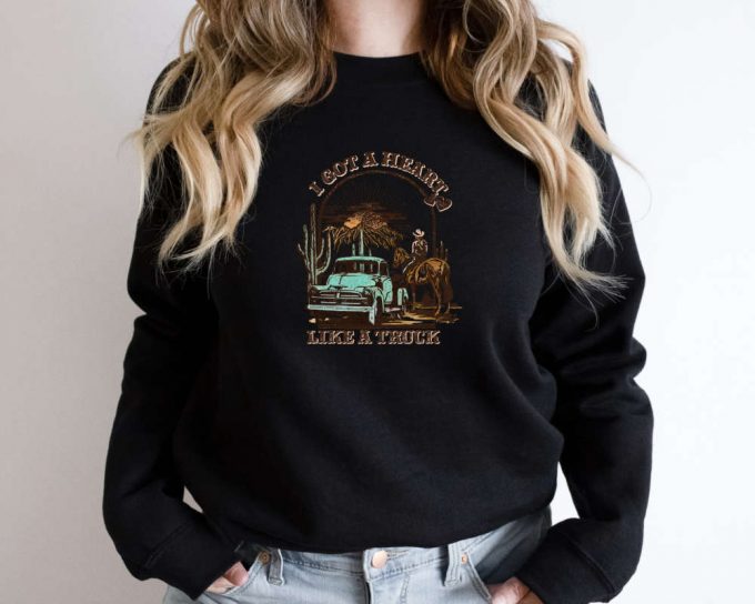 Western Cowboy Sweater: Heart Like A Truck Sweatshirt Country Boho Sweater 2