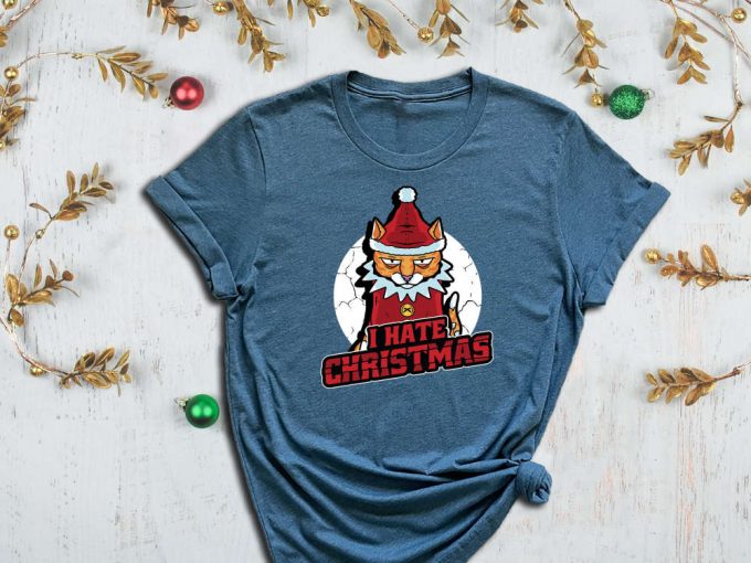 I Hate Christmas, Santa Cat Shirt, Christmas Hater Tee, Kitty Shirt, Cute Santa Shirt, Hater Shirt, Christmas Paws, Merry Christmas Shirt 3