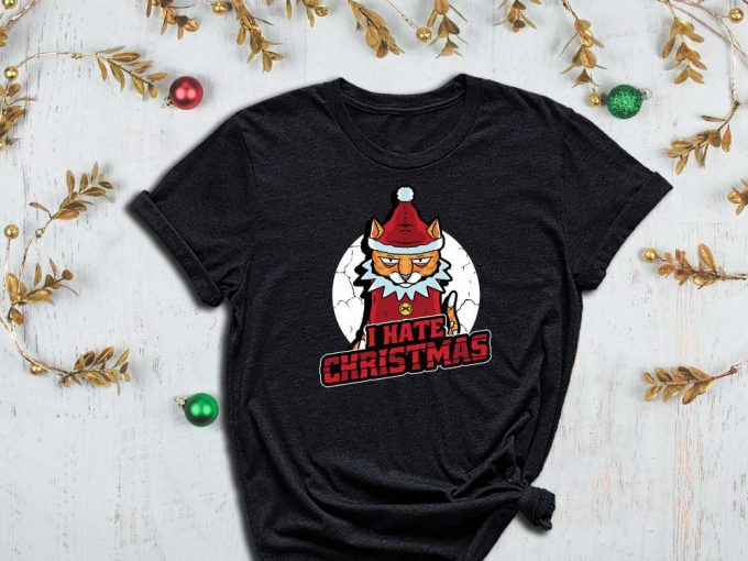 I Hate Christmas, Santa Cat Shirt, Christmas Hater Tee, Kitty Shirt, Cute Santa Shirt, Hater Shirt, Christmas Paws, Merry Christmas Shirt 4