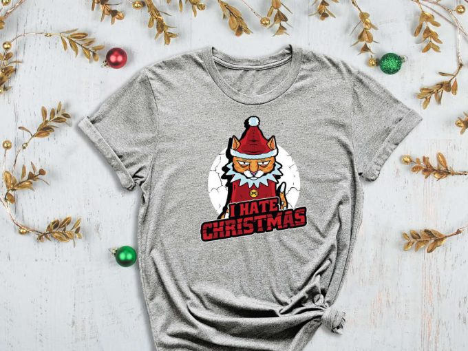 I Hate Christmas, Santa Cat Shirt, Christmas Hater Tee, Kitty Shirt, Cute Santa Shirt, Hater Shirt, Christmas Paws, Merry Christmas Shirt 5