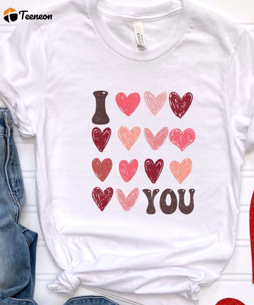 I Love You Valentine'S Day Tshirt, Pastel Color Hearts Valentines Shirt, Valentines Gift For Her, Best Friend Gift, Women'S Valentines Tee 4
