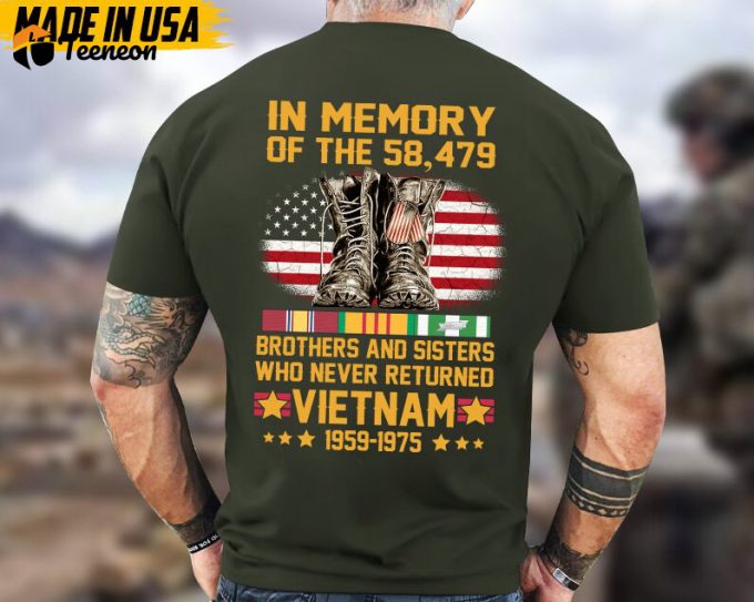 In Memory Of The 58,479 Brothers And Sisters Who Never Returned Vietnam 1959 - 1975, Memorial Veterans Shirt, Vietnam War Veteran T-Shirt 1