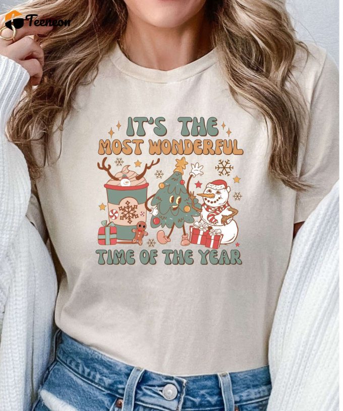 It'S The Most Wonderful Time Of The Year Retro Christmas Tshirt, Womens Christmas Shirt, Christmas Gift For Her, Retro Holiday Shirt 1