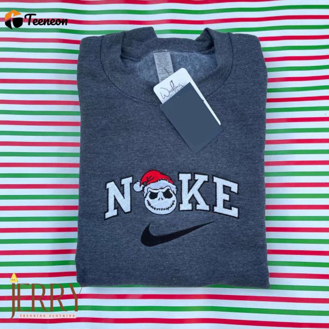 Jack Santa Hat Disney Christmas Nike Embroidered Sweatshirt 1