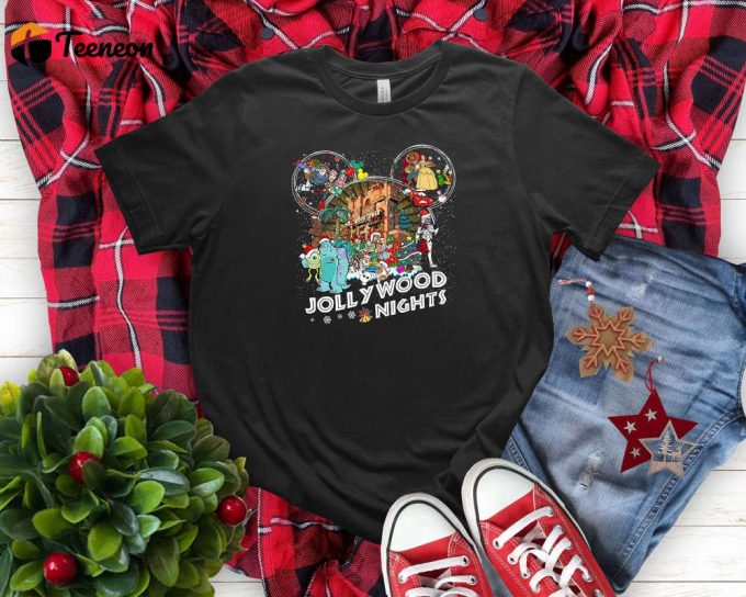 Jollywood Nights T-Shirt, Disney Shirt, Mickey Mouse Shirt, Monsters Shirt, Mickey And Friends, Christmas Shirt, Santa Shirt, Xmas Party 1