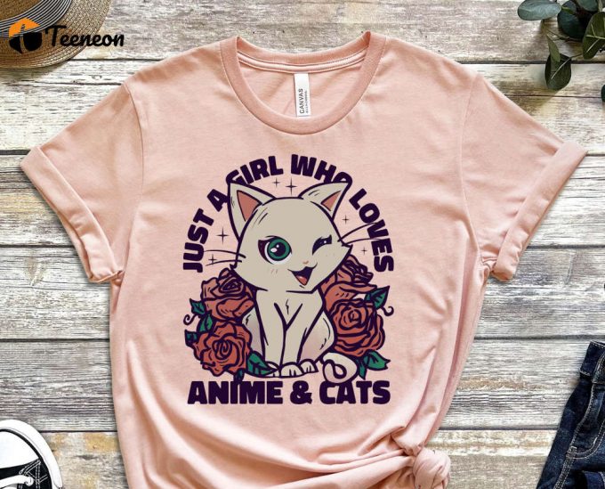 Just A Girl Shirt, Anime Shirt, Cat Shirt, Anime Lover Tee, Weeb Tee, Kitty Shirt, Feline Lover Shirt, Gift For Weeb, Gift For Nerd 1