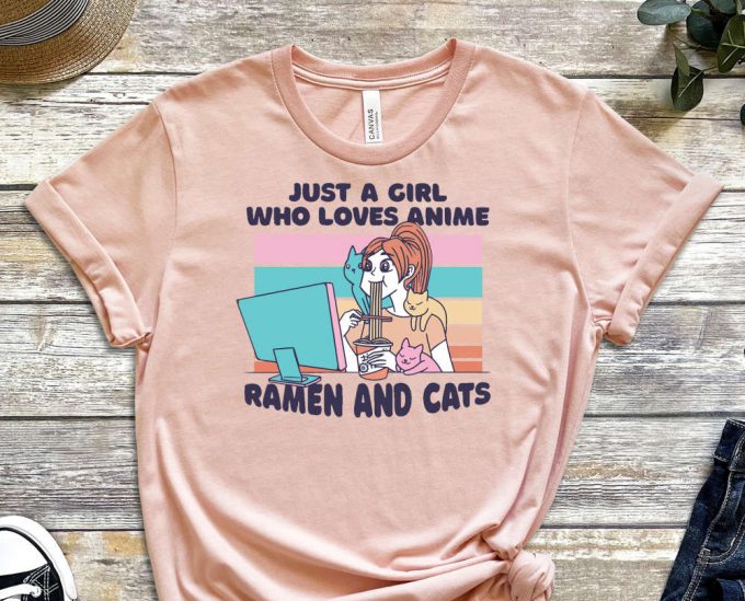 Just A Girl Shirt, Anime Shirt, Ramen Shirt, Cat Shirt, Kitty Shirt, Pastel Colors, Weeb Shirt, Waifu Shirt, Gift For Waifu, Egirl Shirt 6