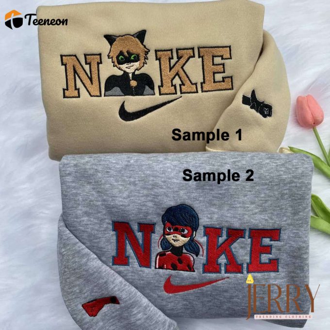 Ladybug And Cat Noir Nike Embroidered Sweatshirts 1
