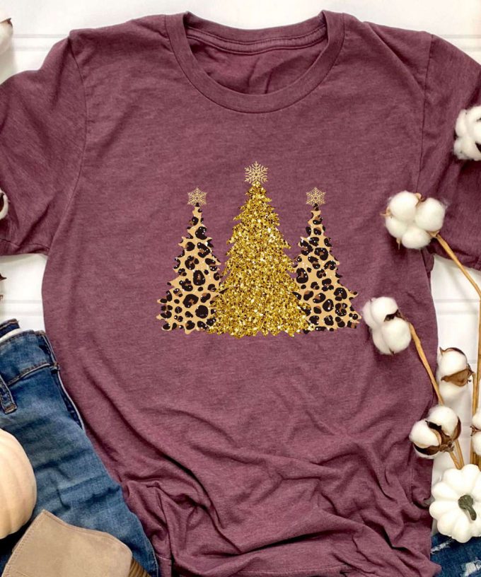Leopard Christmas Trees Tshirt, Animal Print Christmas T-Shirt, Christmas Trees Shirt, Cheetah Christmas Tee, Christmas Gift For Her 4