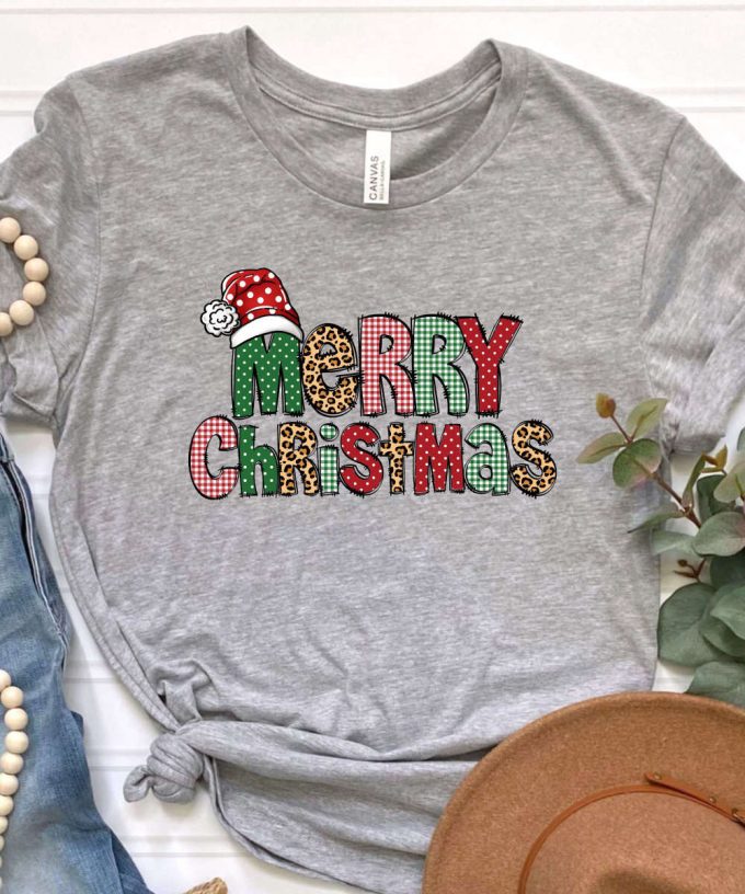 Leopard Merry Christmas Tshirt, Animal Print Christmas T-Shirt, Cheetah Print Christmas Shirt, Womens Christmas Tee, Christmas Gift For Her 3