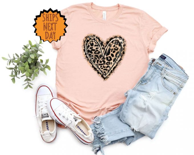 Leopard Patterned Heart Shirt, Leopard Heart Shirt, Valentine Love Gift Shirt, Leopard Print Shirt, Retro Leopard Shirt, Leopard Print Shirt 3